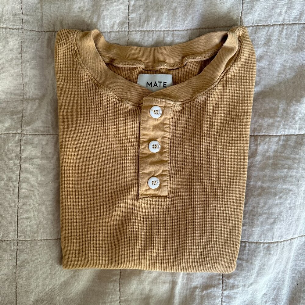 MATE the Label Harper Thermal Henley, Mustard, XS, Good Condition